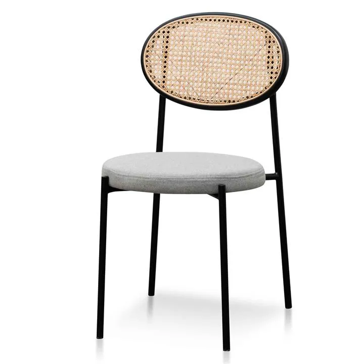 Lesley Rattan Back Dining Chair - Silver Grey Fabric by Interior Secrets - AfterPay Available