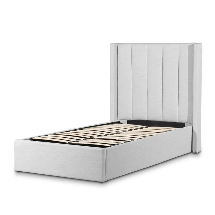 Betsy Fabric Single Bed Frame - Pearl Grey with Storage by Interior Secrets - AfterPay Available