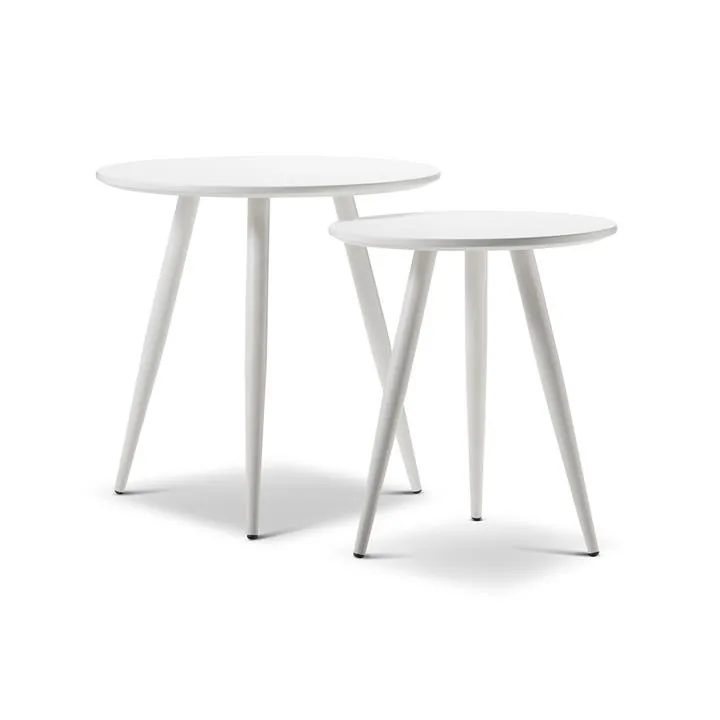 Kaia Round Wooden Nest Side Tables - White by Interior Secrets - AfterPay Available