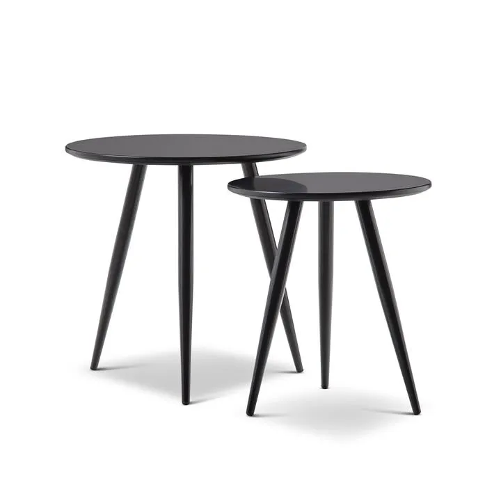 Kaia Round Wooden Nest Side Tables - Black by Interior Secrets - AfterPay Available