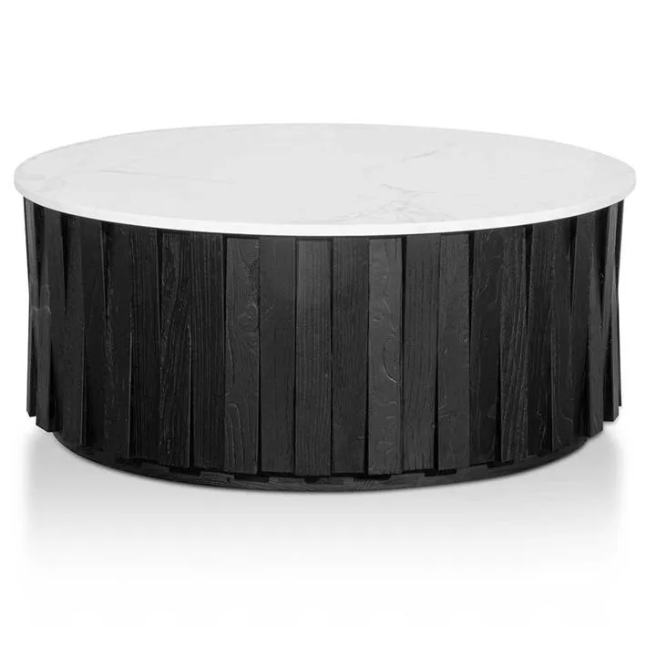 Tulisa Porcelain Marble Round Coffee Table - Black by Interior Secrets - AfterPay Available