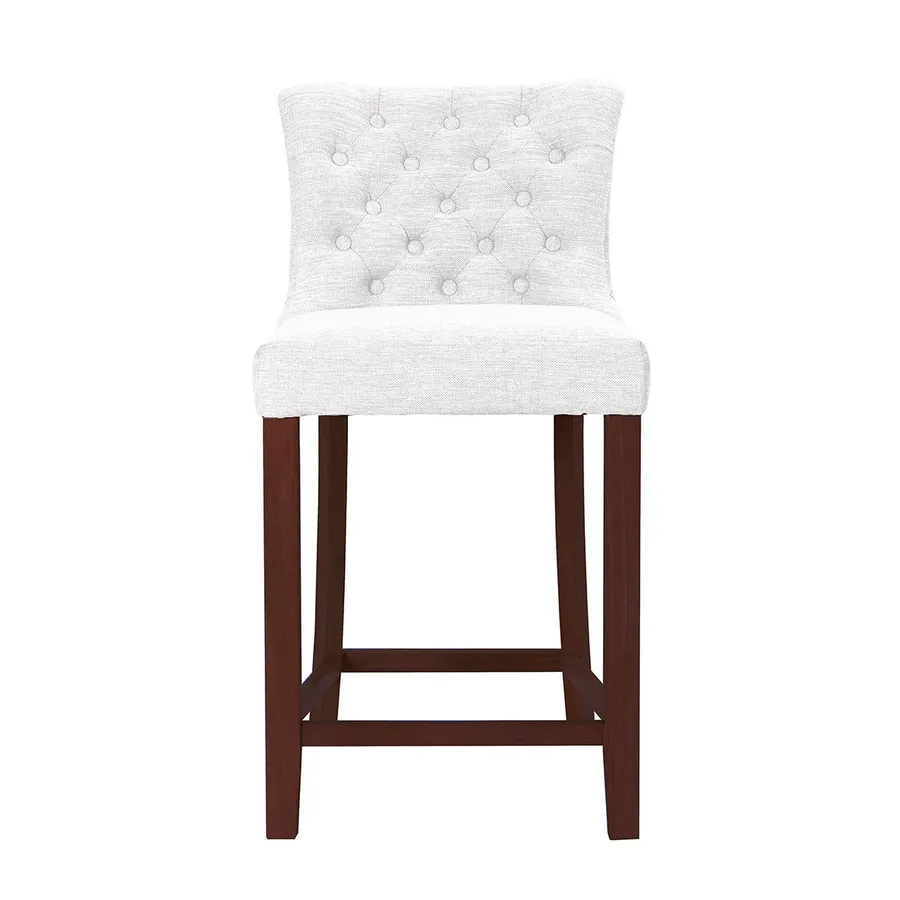 Xavier Bar Chair in Beige Fabric / Blackwood Stain
