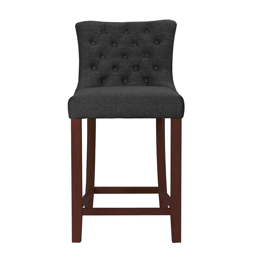 Xavier Bar Chair in Grey Fabric / Blackwood Stain
