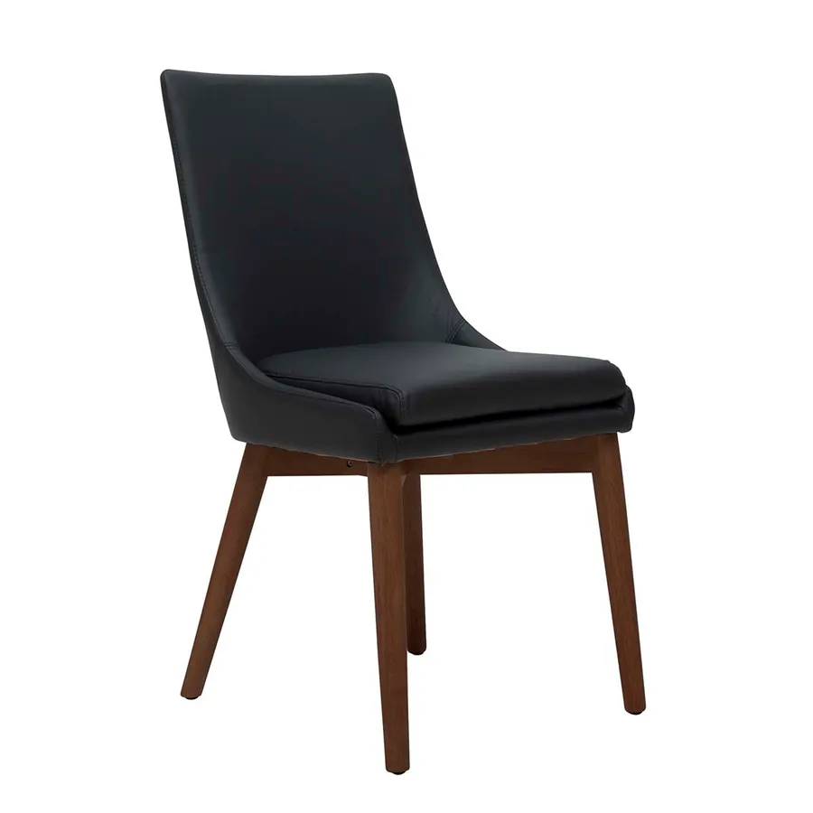 Highland Dining Chair in Leather Black / Stain