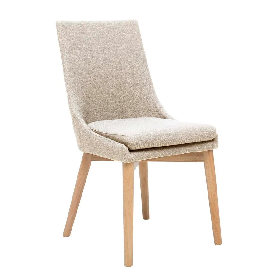 Highland Dining Chair in Beige Fabric / Clear