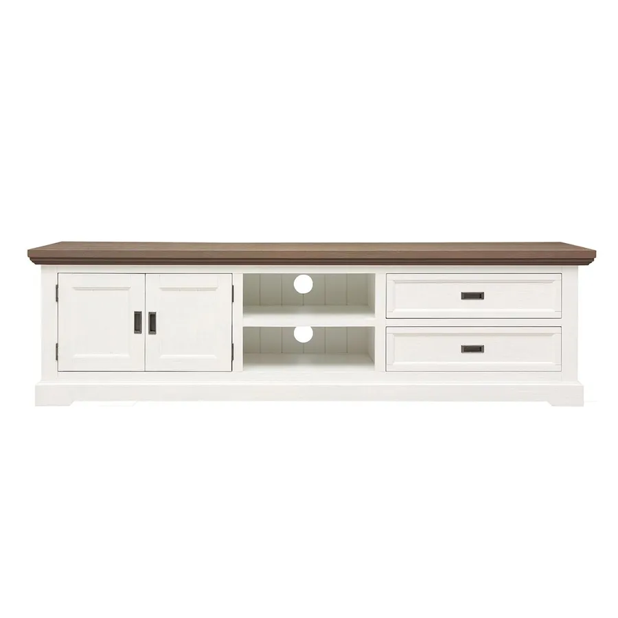 Hamptons Entertainment Unit 220cm in Acacia Two Tone