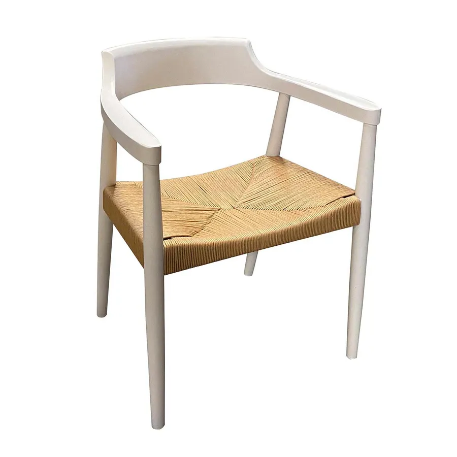 Trilogy Dining Chair in White / Natural Seat