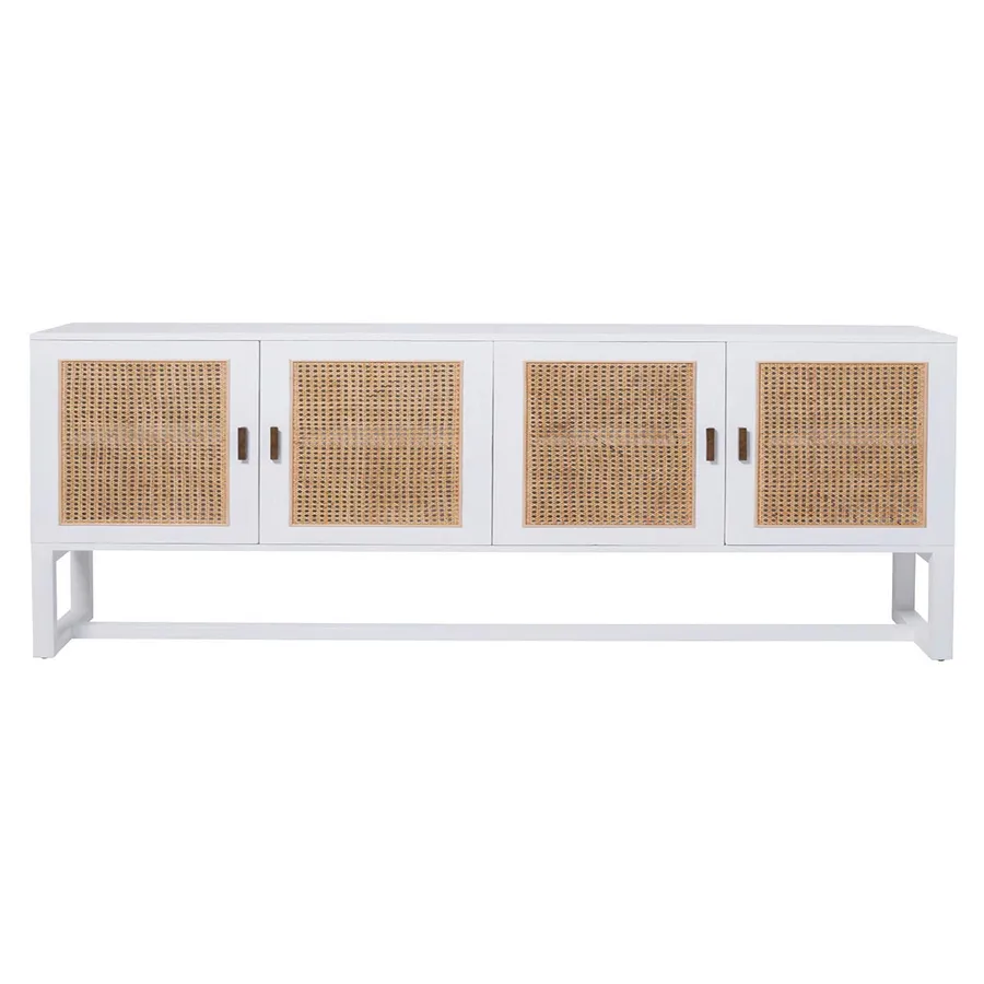 Rita Entertainment Unit 4 Door in Mike White / Rattan