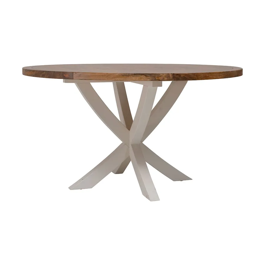 Mango Creek Round Dining Table 140cm in White / Clear