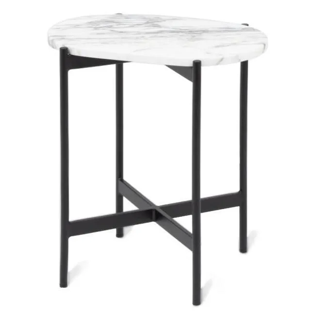 Rhonde Oval Marble Side Table - White by Interior Secrets - AfterPay Available