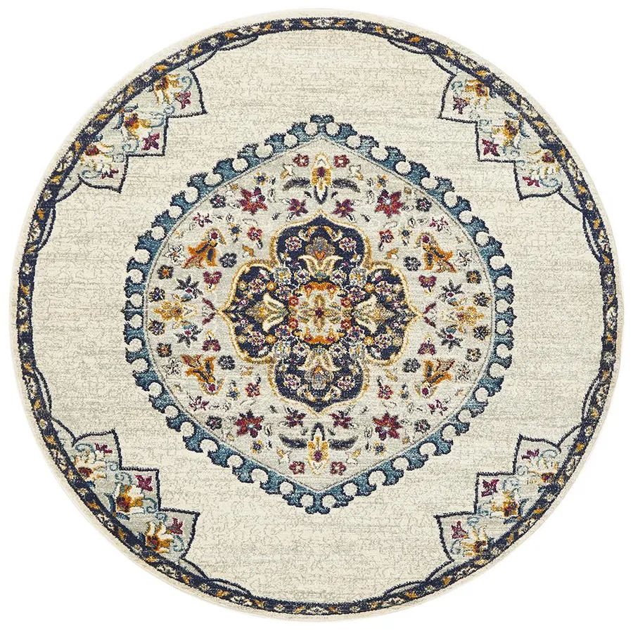 Babylon 202 White Round Rug