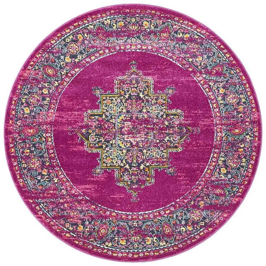 Babylon 211 Fuchsia Round Rug
