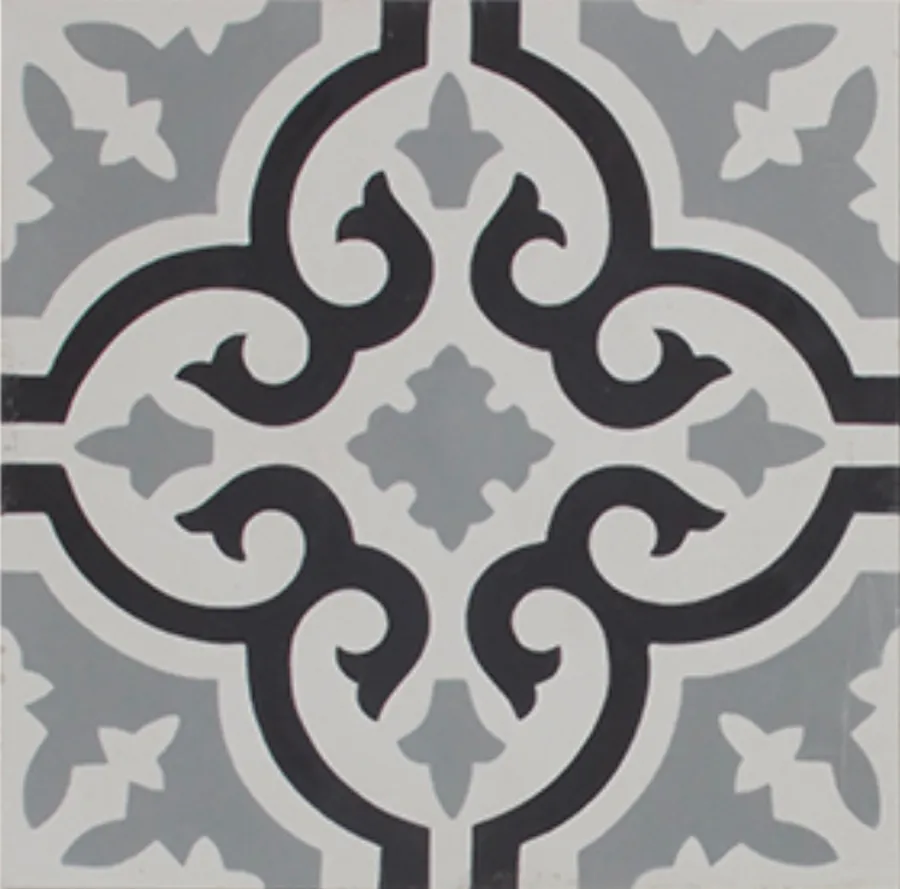 Aberdeen Black Grey and White Encaustic Cement tile