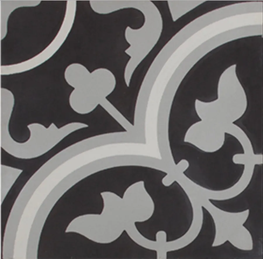 Tudor Black Grey and White Encaustic Cement tile