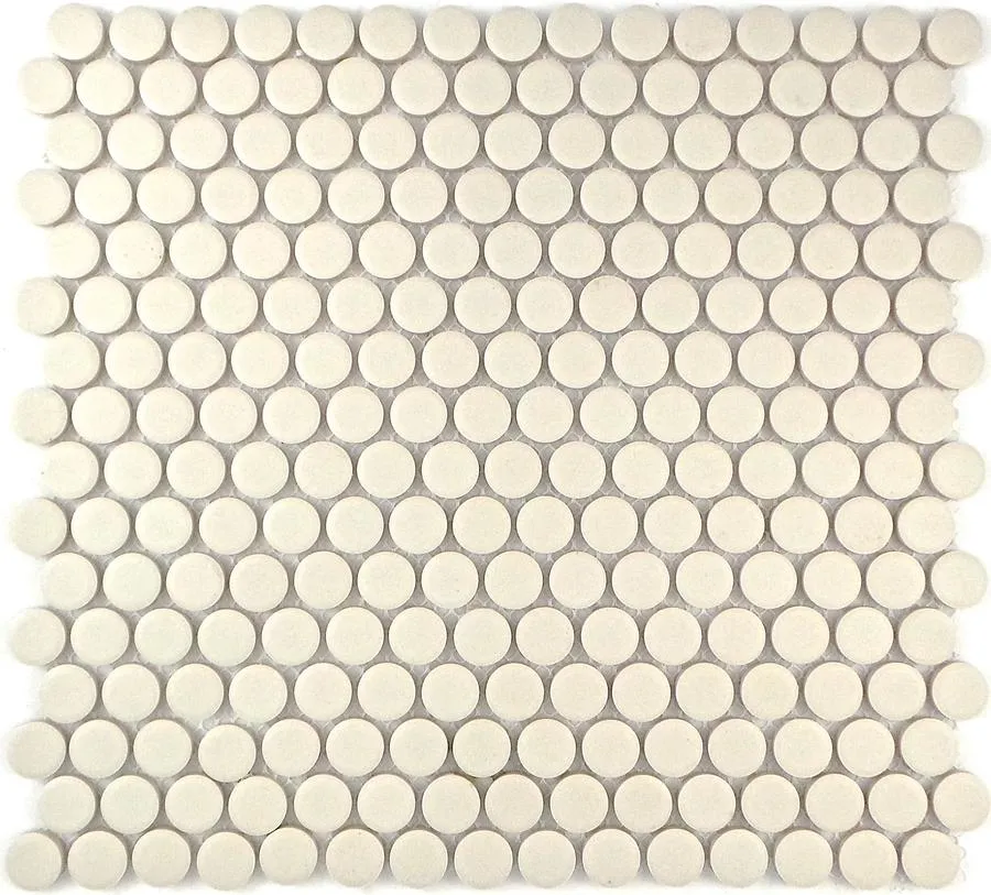 Camden Penny Round Off White Unglazed Mosaic tile