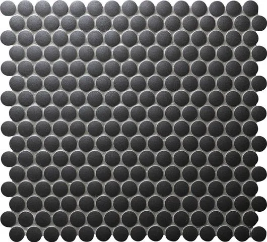 Camden Penny Round Black Unglazed Mosaic tile