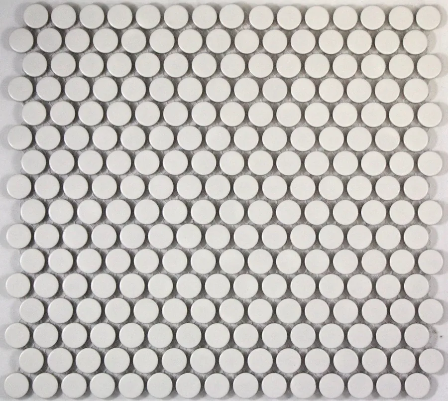 Camden Penny Round White Matt Glazed Mosaic Tile