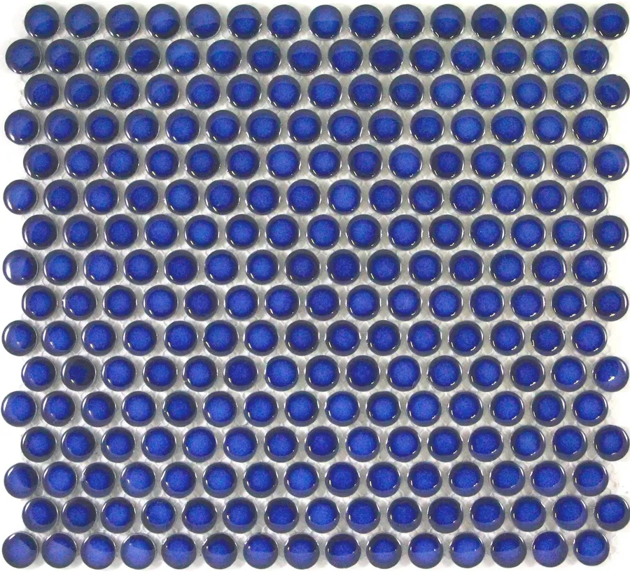 Camden Penny Round Cobalt Blue Gloss Glazed Mosaic Tile