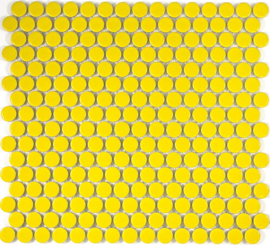 Camden Penny Round Yellow Gloss Glazed Mosaic Tile