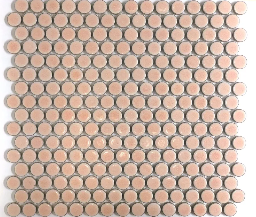 Camden Penny Round Pink Gloss Glazed Mosaic Tile