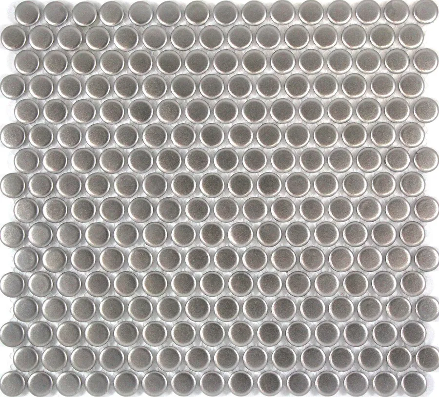 Camden Penny Round Silver Matt Mosaic Tile