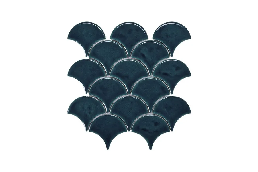 Blackwater Fan Blue Gloss Crackle Glaze Mosaic Tile