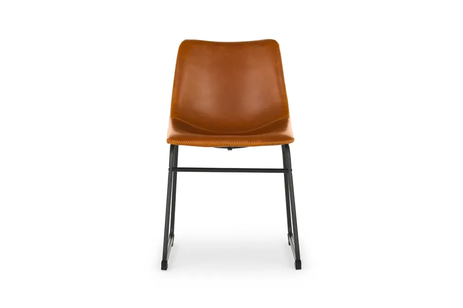 Apollo Urban Industrial Dining Chair, Tan PU Seat, Industrial Design, by Lounge Lovers