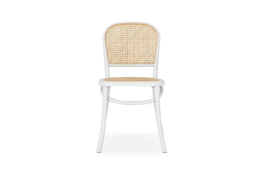 Cafe Rattan Dining Chair With Woven Cane & White Frame, by Lounge Lovers