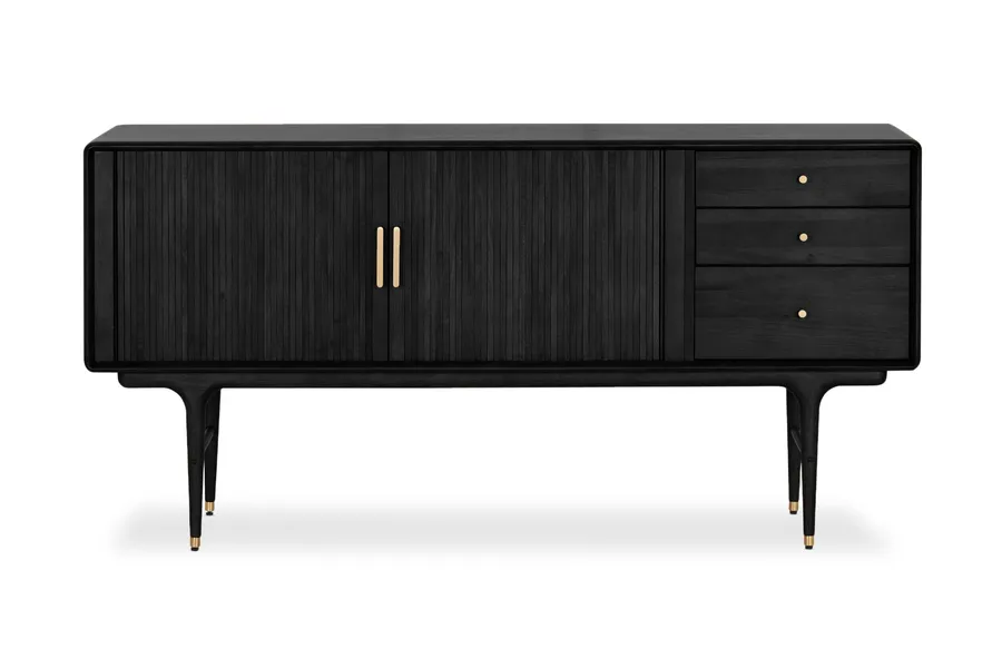 Manhattan Mid Century Sideboard, Black American Wood, by Lounge Lovers