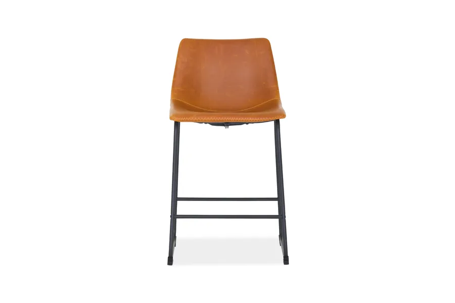 Apollo 60cm Urban Industrial Bar Stool, Brown Leather, by Lounge Lovers