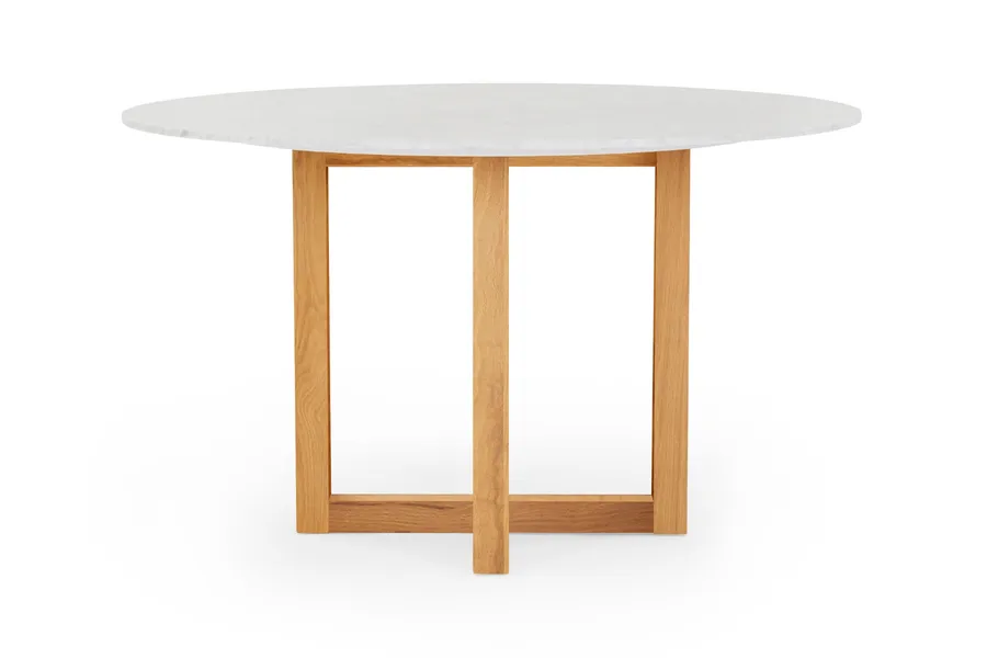Bronte Round Coastal Dining Table, White Italian Carrara Marble, by Lounge Lovers