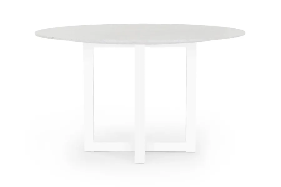 Bronte Round Coastal Dining Table, White Italian Carrara Marble, by Lounge Lovers