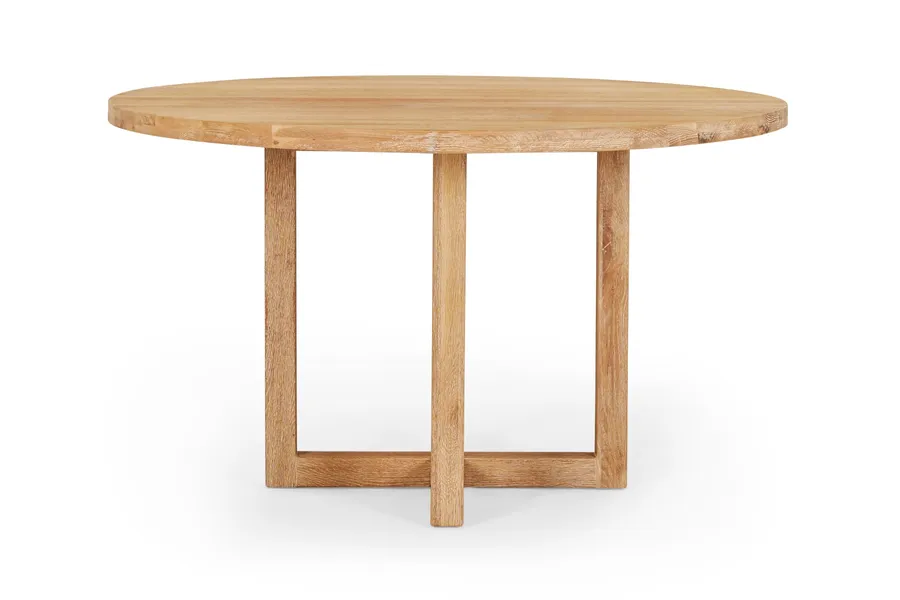 Bronte Round Brushed 130cm Coastal Dining Table, Solid American Oak, by Lounge Lovers