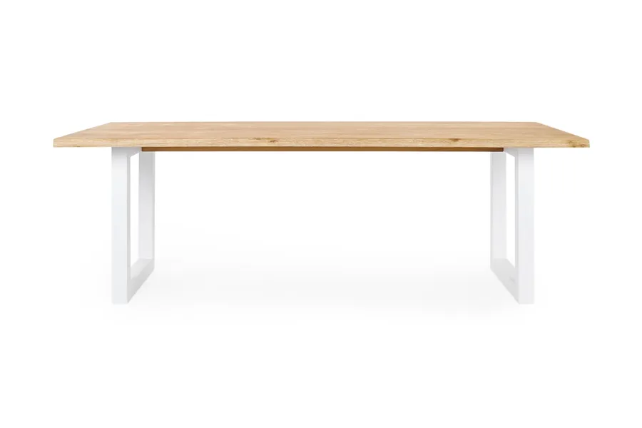 Bronte Brushed 220cm Coastal Dining Table, White Solid American Timber Oak, by Lounge Lovers