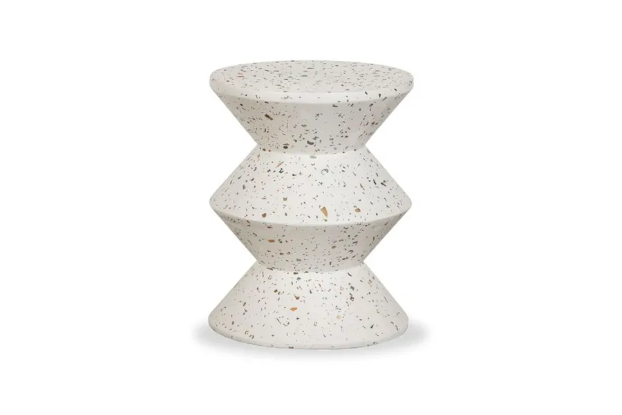 Jaque Urban Industrial Stool Side Table, White Terrazzo, by Lounge Lovers