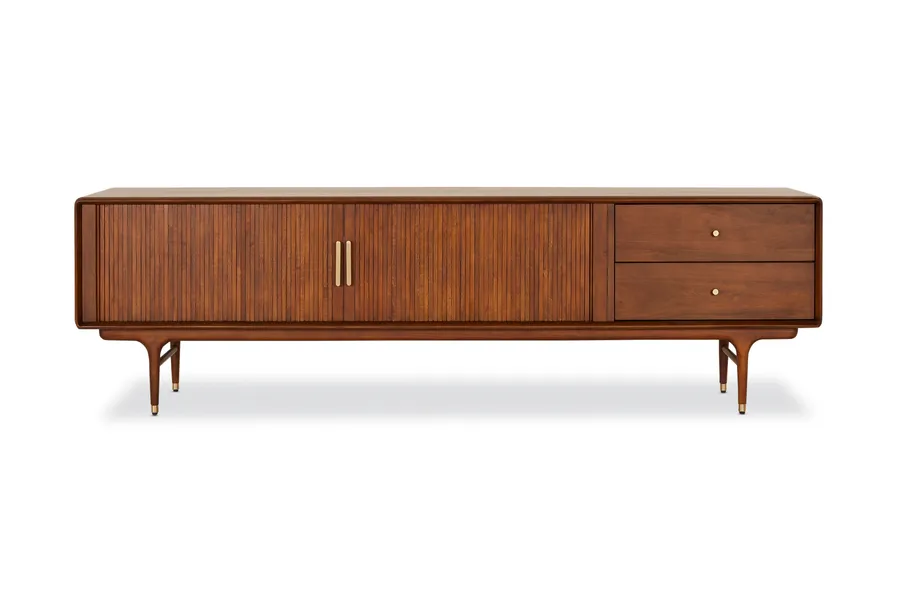 Manhattan Mid Century TV Unit Brown American Wood, by Lounge Lovers