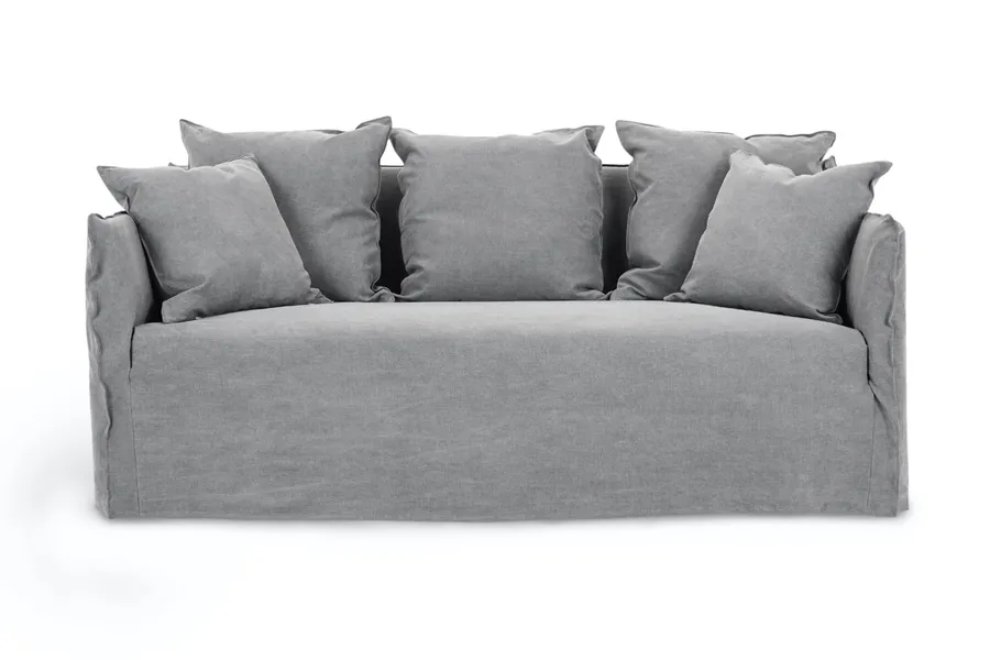 Bronte Coastal 2 Seat Sofa, Light Grey Fabric, by Lounge Lovers