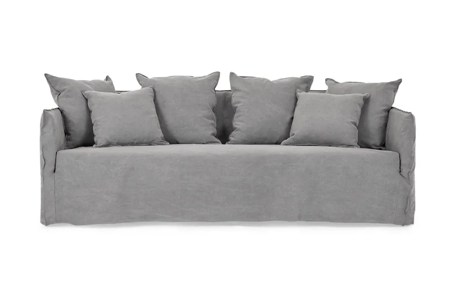 Bronte Coastal 3 Seat Sofa, Light Grey Fabric, by Lounge Lovers