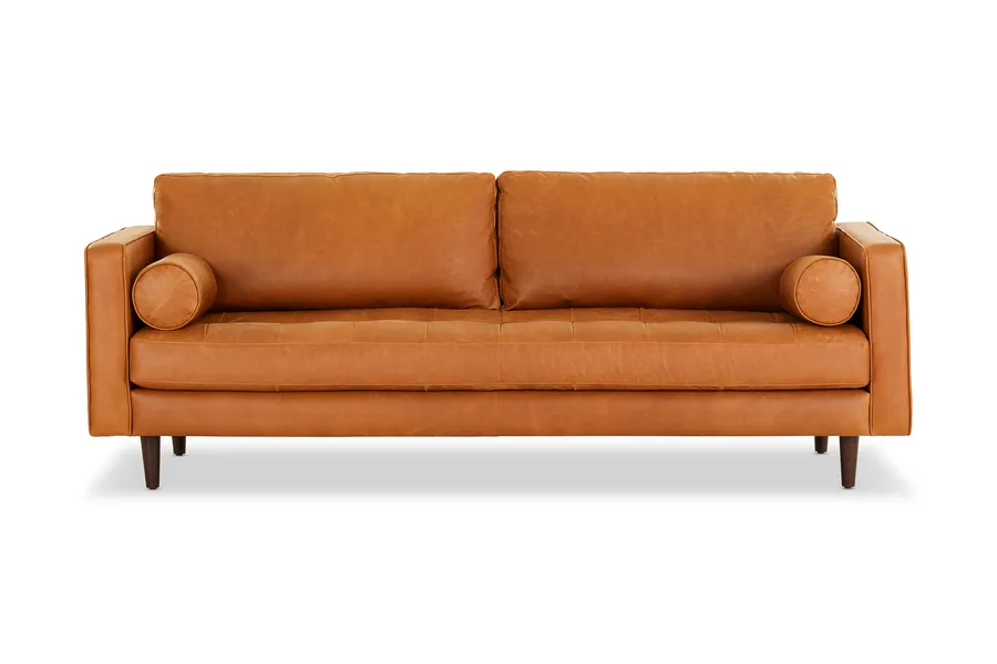Draper Classic 3 Seat Sofa, Tan Leather, by Lounge Lovers