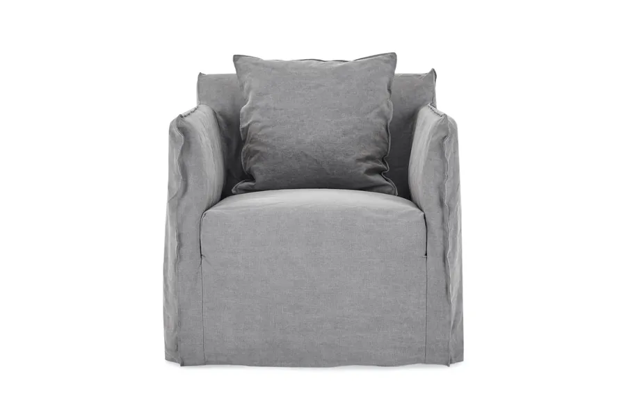 Bronte Coastal Armchair, Light Grey Fabric, by Lounge Lovers