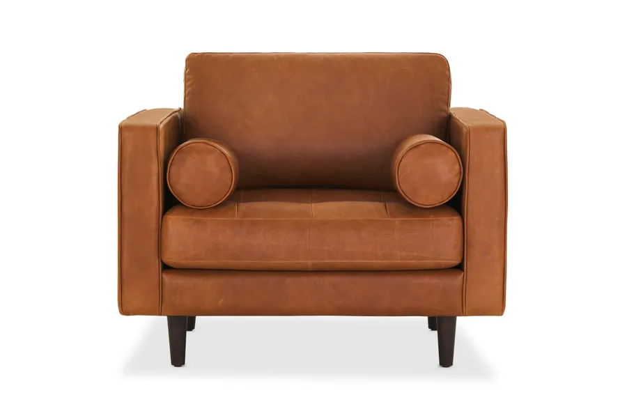 Draper Classic Armchair, Tan Leather, by Lounge Lovers