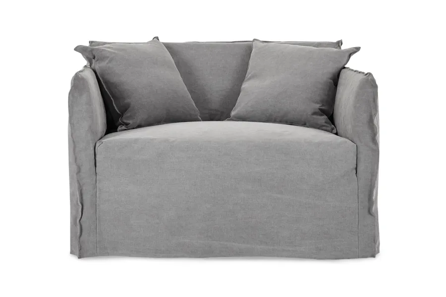 Bronte Coastal Love Seat Sofa, Light Grey Fabric, by Lounge Lovers