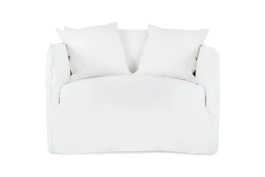 Bronte Coastal Love Seat Sofa, White Fabric, by Lounge Lovers