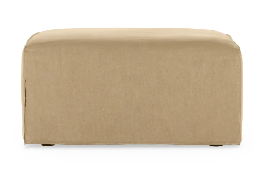 Bronte Coastal Linen Ottoman Khaki Fabric, by Lounge Lovers