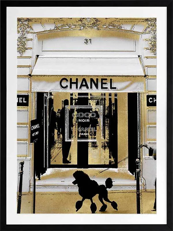 Chanel in Gold Framed Art Print