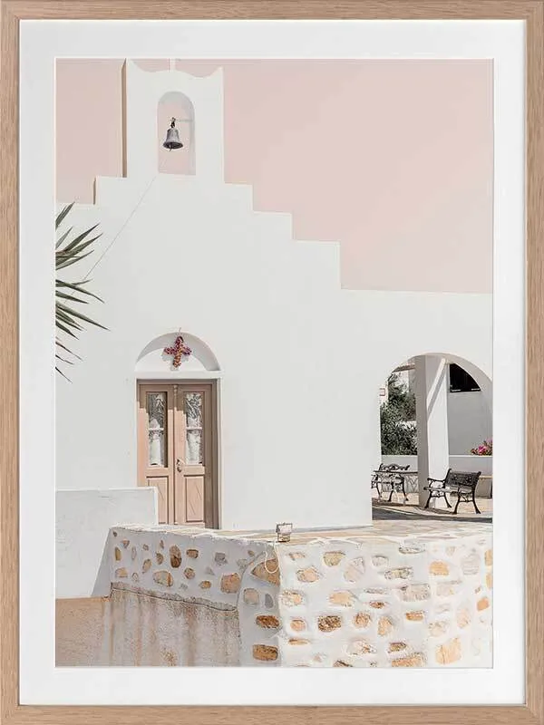 Santorini Chapel Framed Art Print