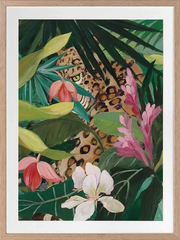 Jungle Peekaboo Leopard Framed Art Print