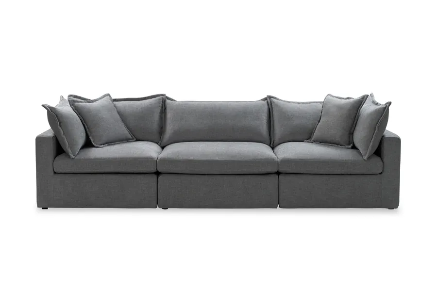 Haven Coastal 4 Seat Sofa, Dark Grey Fabric, by Lounge Lovers