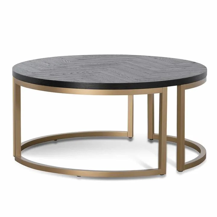 Wilma Round Coffee Table - Peppercorn and Brass by Interior Secrets - AfterPay Available