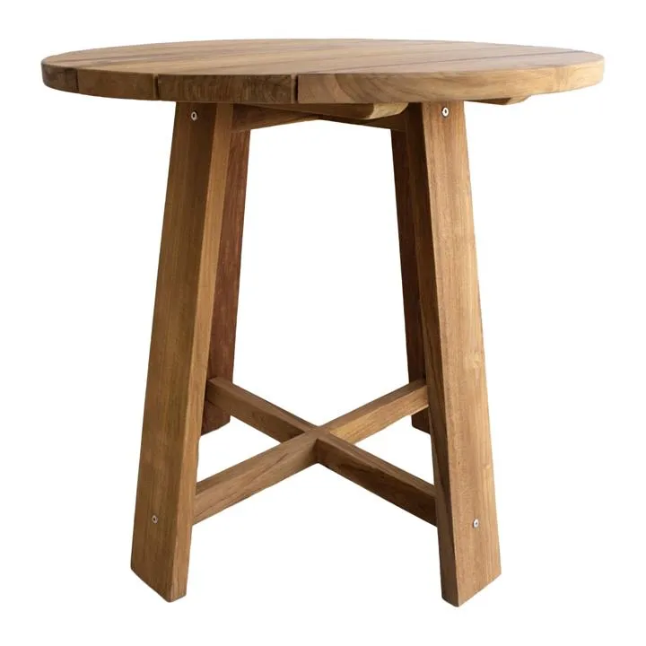 Bradley Reclaimed Teak Timber Round Cafe Dining Table, 80cm